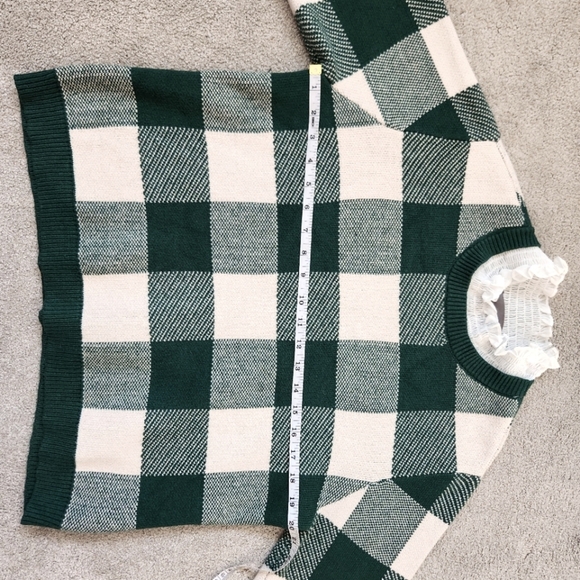 An­thro­polo­gie Plaid Ruffle-Collar Pullover Sweater Prep Preppy Old Money - Picture 8 of 11